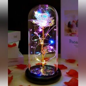 Galaxy Crystal Colorful Light Up Rose Glass Dome Roses Flowers Gifts Valentines